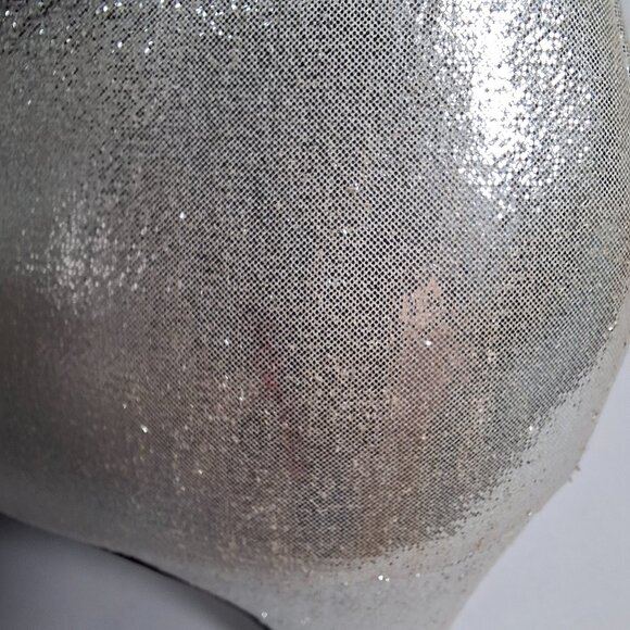 Silver Kitten Heel Pointed Toe Ankle Boot Bootie Metallic Glitter Sz 8 Zipper - Picture 12 of 14